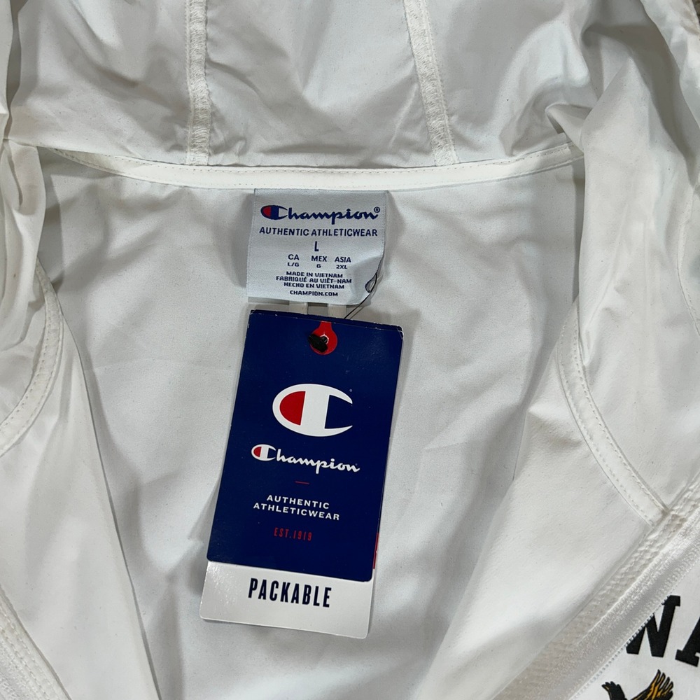 Champion Iowa Hawkeyes Packable Windbreaker Jacket Mens Large White New NWT - Picture 4 of 11